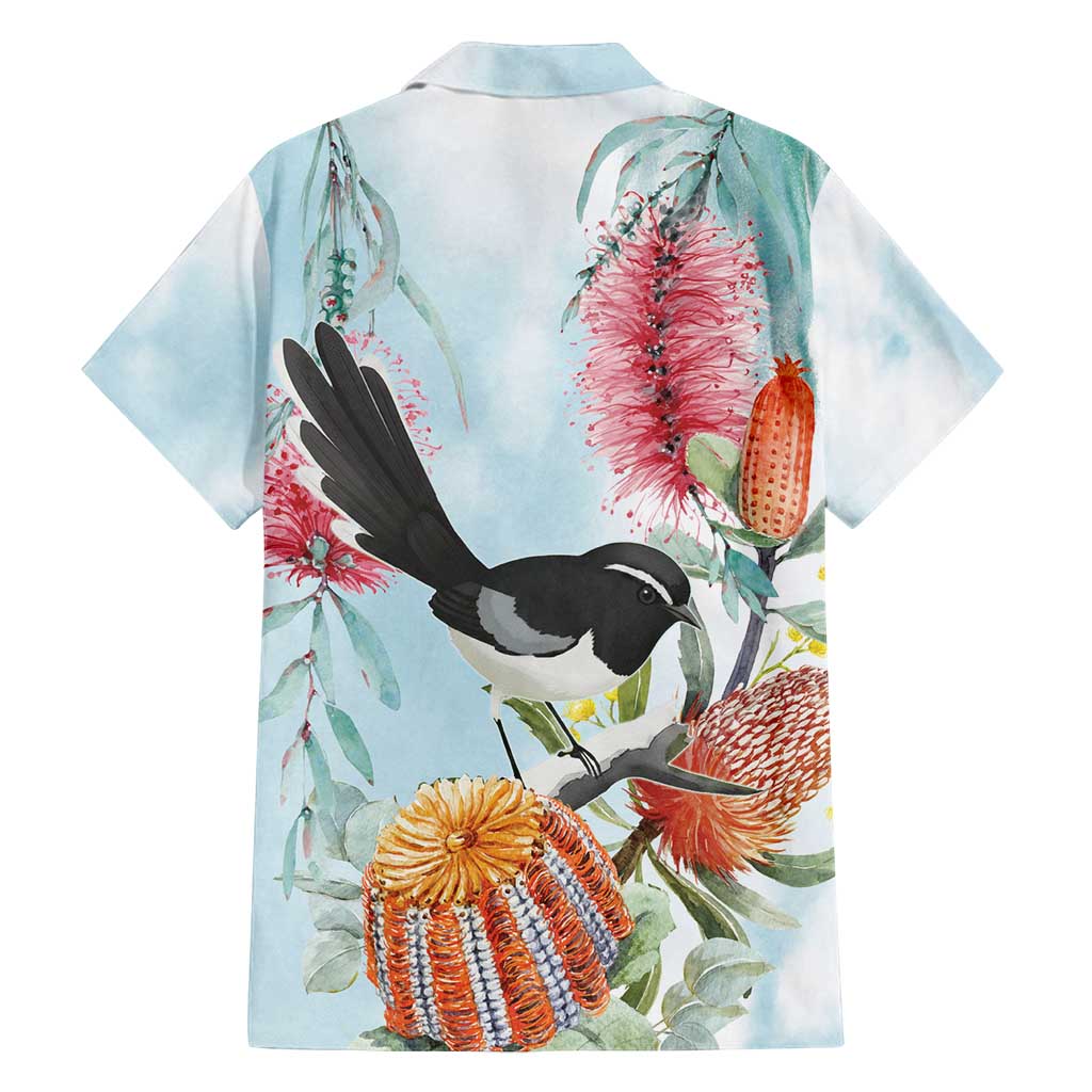 Willie wagtail Australia Family Matching Long Sleeve Bodycon Dress and Hawaiian Shirt Banksia Bottlebrushes Watercolor Stylized - Vibe Hoodie