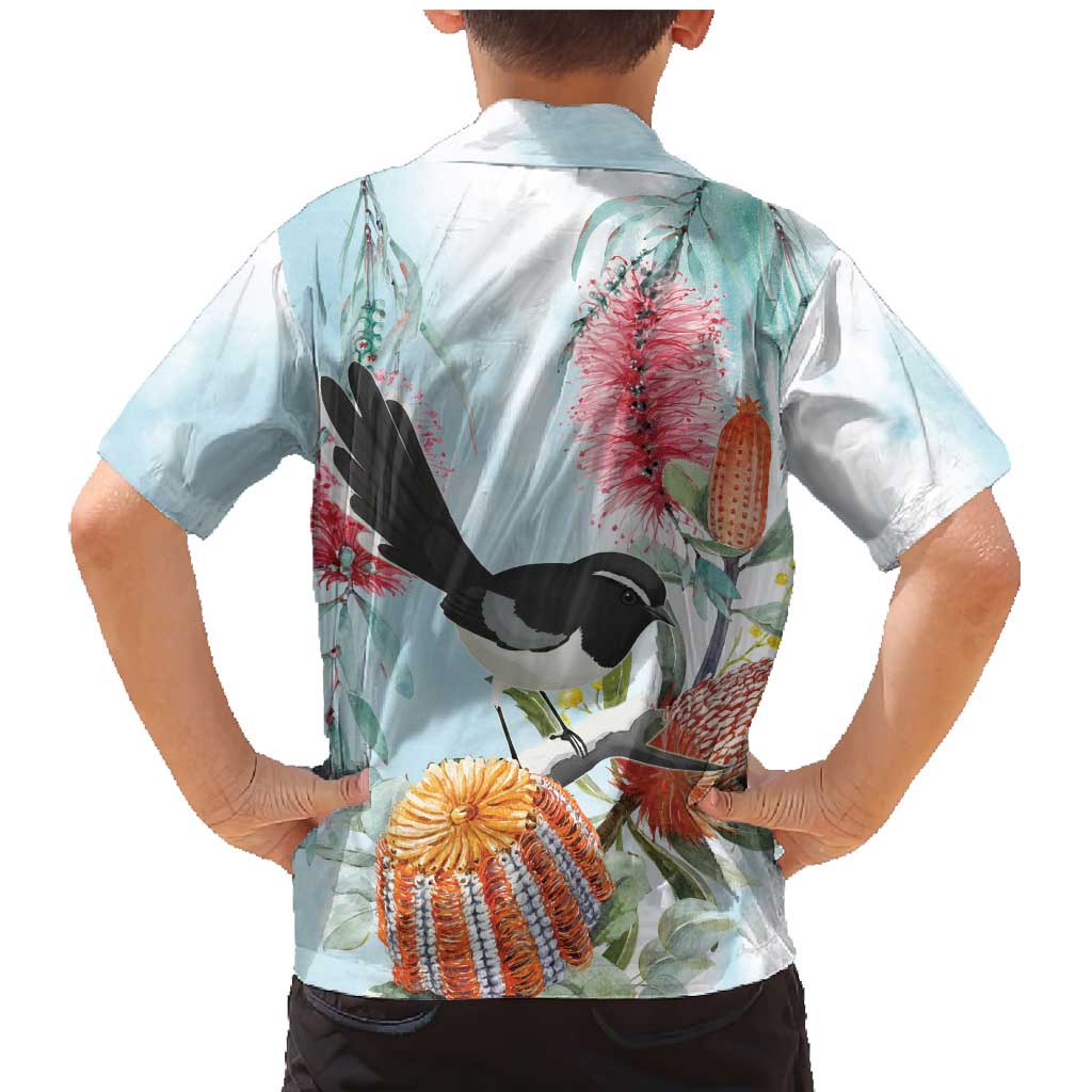 Willie wagtail Australia Family Matching Mermaid Dress and Hawaiian Shirt Banksia Bottlebrushes Watercolor Stylized - Vibe Hoodie