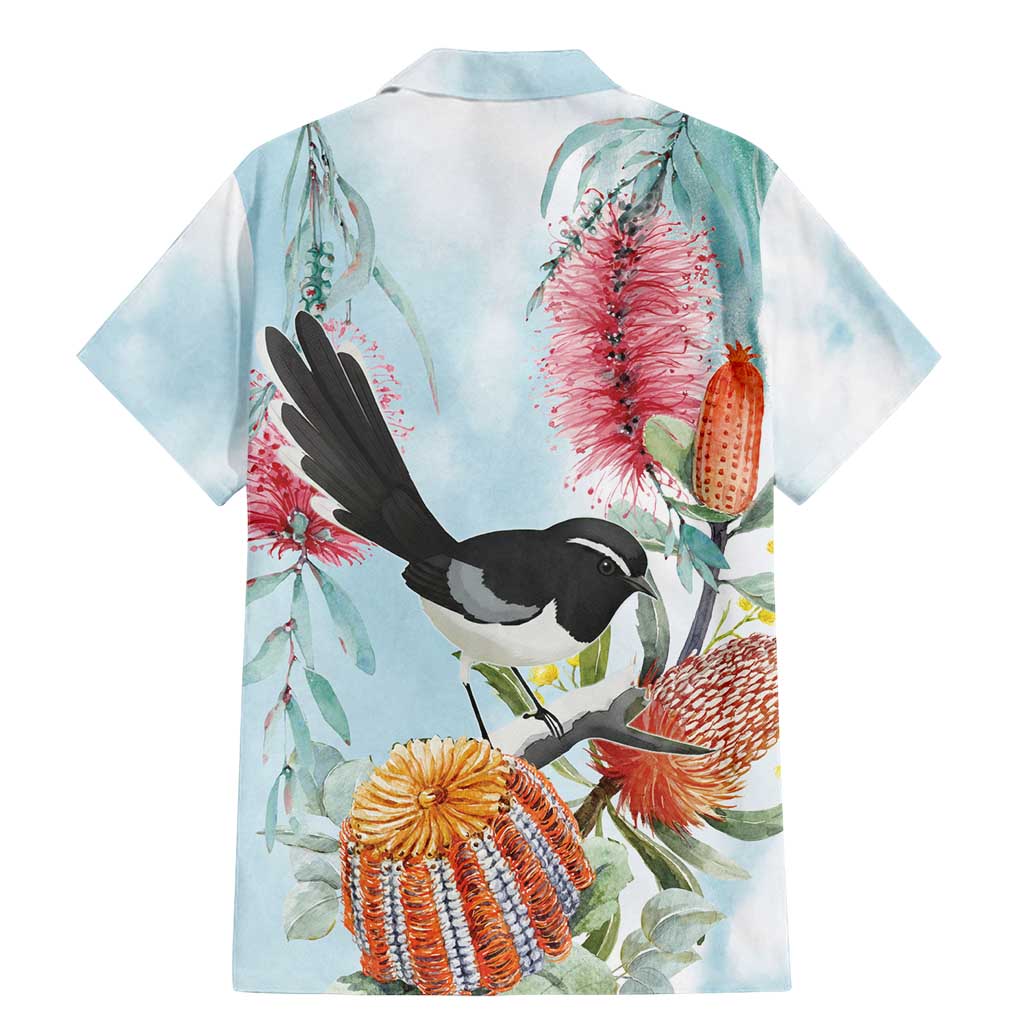 Willie wagtail Australia Family Matching Mermaid Dress and Hawaiian Shirt Banksia Bottlebrushes Watercolor Stylized - Vibe Hoodie