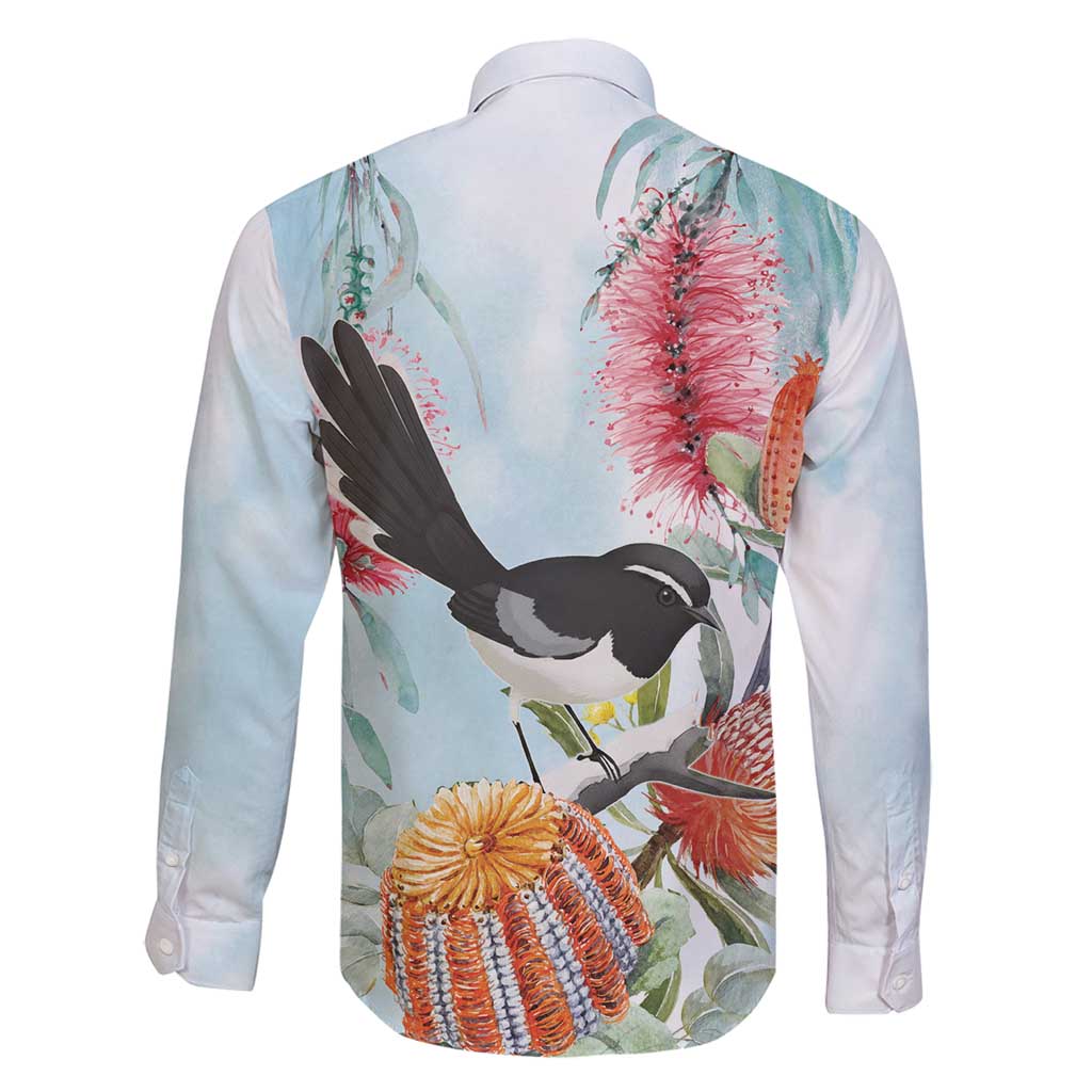 Willie wagtail Australia Family Matching Puletasi and Hawaiian Shirt Banksia Bottlebrushes Watercolor Stylized - Vibe Hoodie