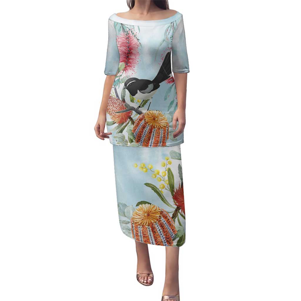 Willie wagtail Australia Family Matching Puletasi and Hawaiian Shirt Banksia Bottlebrushes Watercolor Stylized - Vibe Hoodie