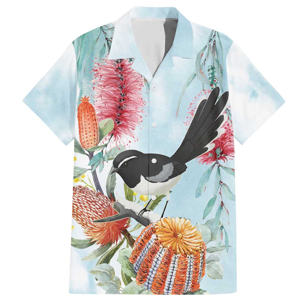 Willie wagtail Australia Family Matching Summer Maxi Dress and Hawaiian Shirt Banksia Bottlebrushes Watercolor Stylized - Vibe Hoodie