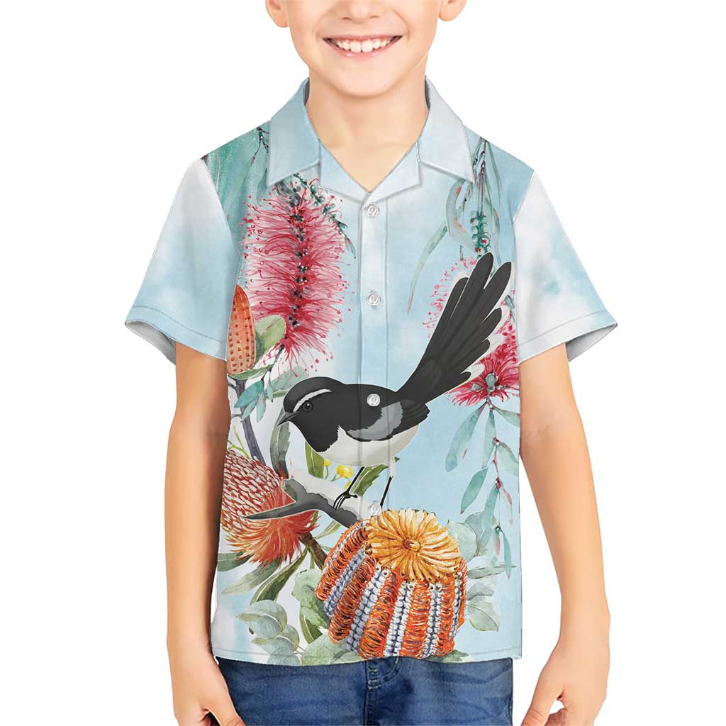 Willie wagtail Australia Hawaiian Shirt Banksia Bottlebrushes Watercolor Stylized - Vibe Hoodie