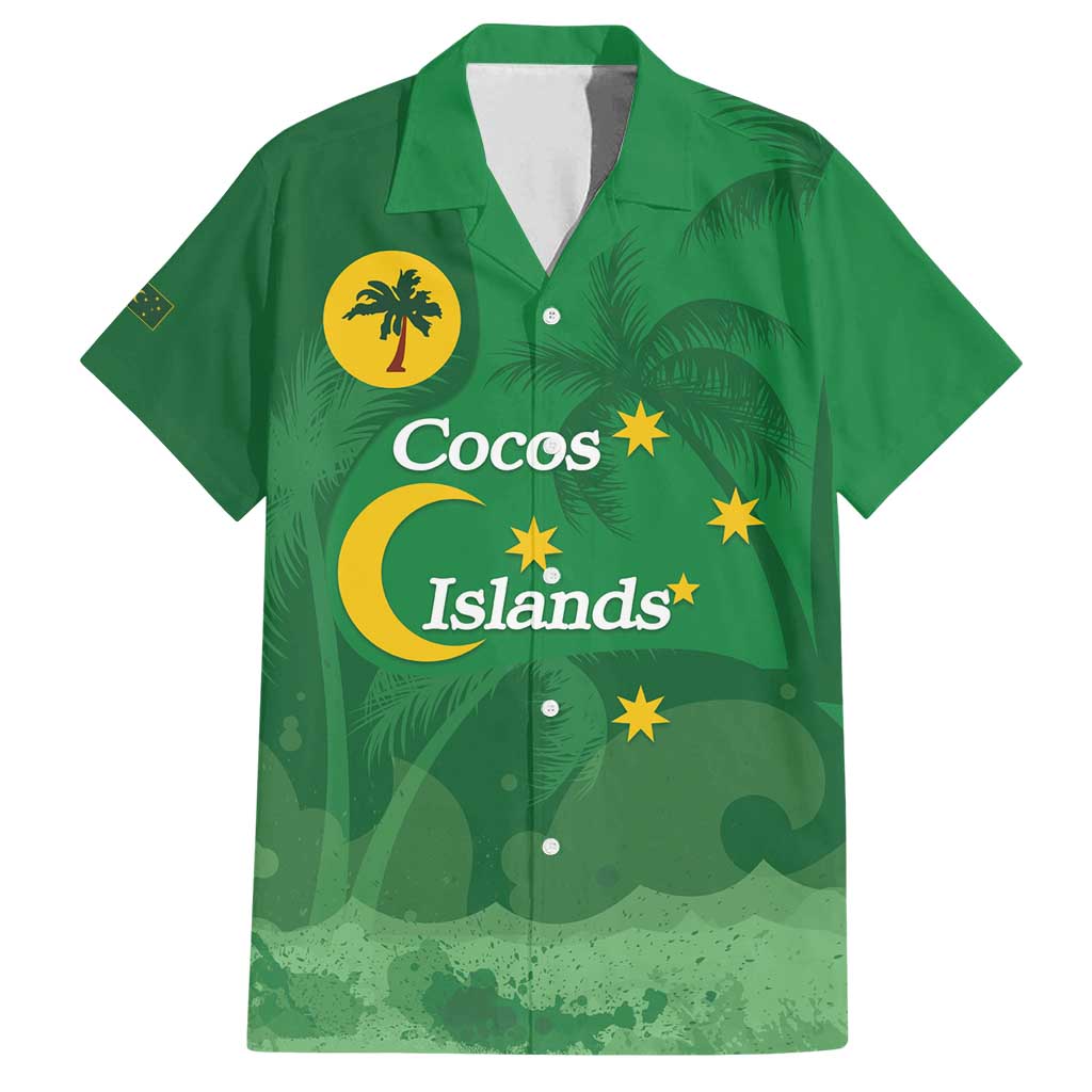 Australia Cocos Keeling Islands Family Matching Long Sleeve Bodycon Dress and Hawaiian Shirt Southern Cross Palm Tree Pattern - Vibe Hoodie