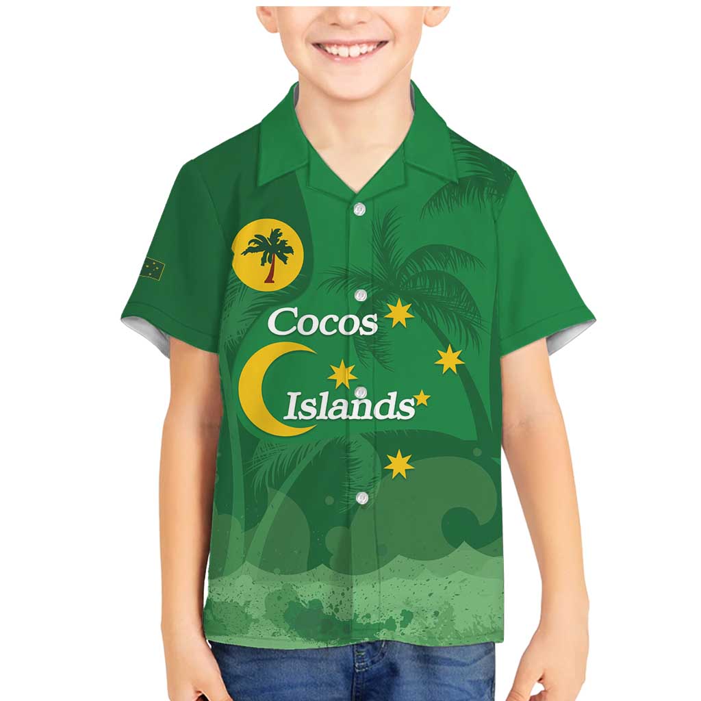 Australia Cocos Keeling Islands Family Matching Mermaid Dress and Hawaiian Shirt Southern Cross Palm Tree Pattern - Vibe Hoodie