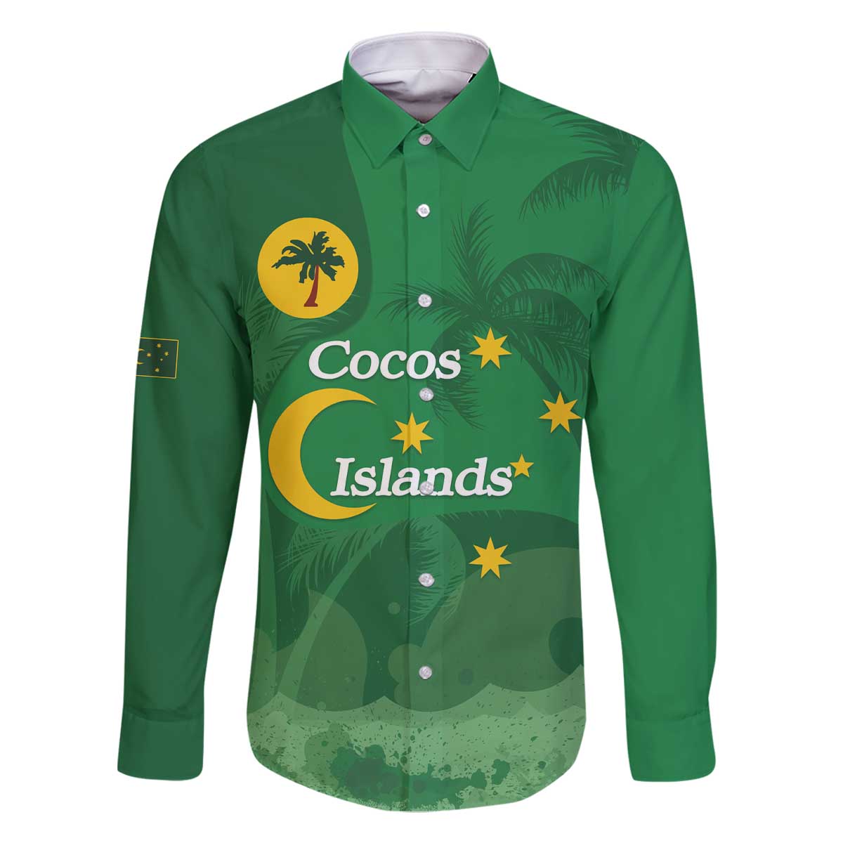 Australia Cocos Keeling Islands Family Matching Off The Shoulder Long Sleeve Dress and Hawaiian Shirt Southern Cross Palm Tree Pattern - Vibe Hoodie