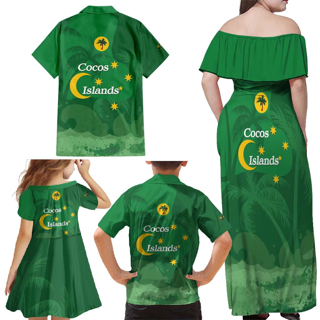 Australia Cocos Keeling Islands Family Matching Off Shoulder Maxi Dress and Hawaiian Shirt Southern Cross Palm Tree Pattern - Vibe Hoodie