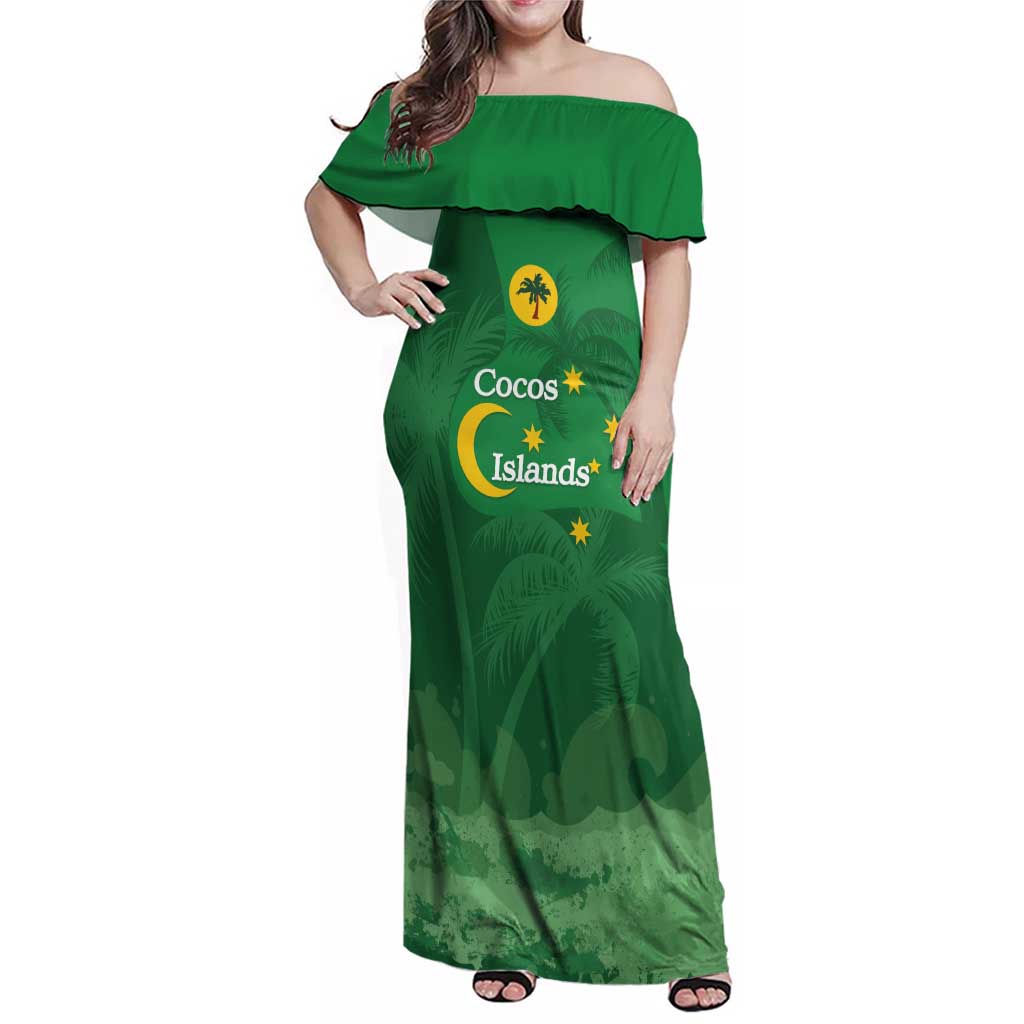 Australia Cocos Keeling Islands Family Matching Off Shoulder Maxi Dress and Hawaiian Shirt Southern Cross Palm Tree Pattern - Vibe Hoodie