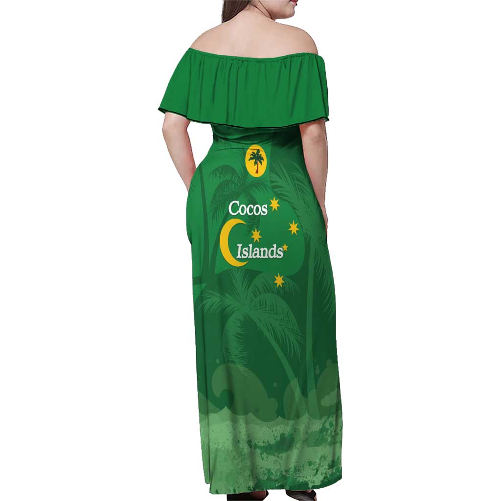 Australia Cocos Keeling Islands Family Matching Off Shoulder Maxi Dress and Hawaiian Shirt Southern Cross Palm Tree Pattern - Vibe Hoodie