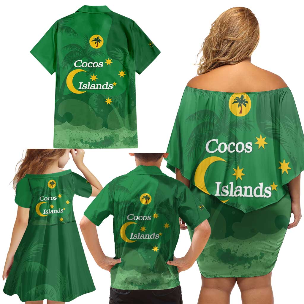 Australia Cocos Keeling Islands Family Matching Off Shoulder Short Dress and Hawaiian Shirt Southern Cross Palm Tree Pattern - Vibe Hoodie