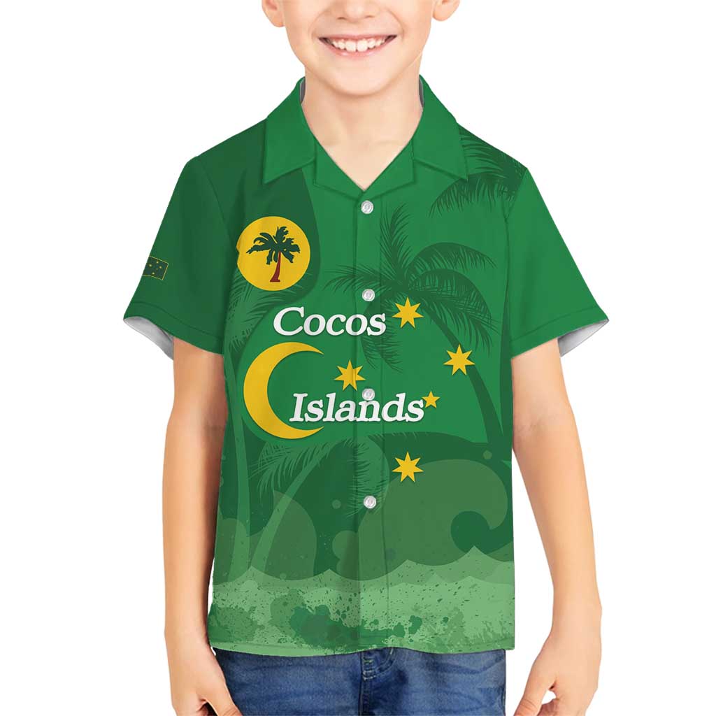 Australia Cocos Keeling Islands Family Matching Off Shoulder Short Dress and Hawaiian Shirt Southern Cross Palm Tree Pattern - Vibe Hoodie