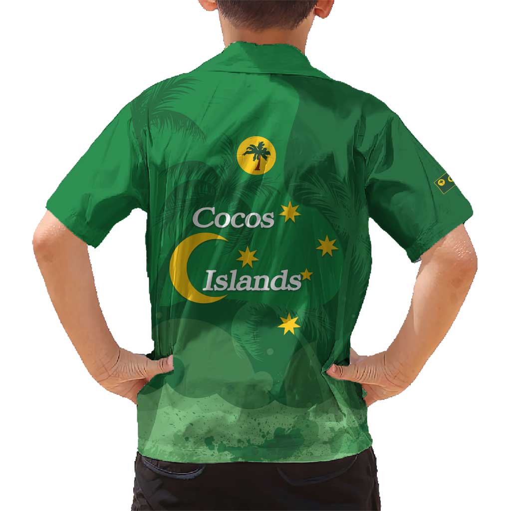 Australia Cocos Keeling Islands Family Matching Short Sleeve Bodycon Dress and Hawaiian Shirt Southern Cross Palm Tree Pattern - Vibe Hoodie