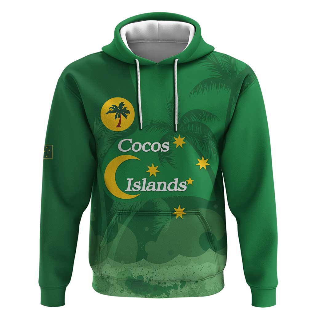 Australia Cocos Keeling Islands Hoodie Southern Cross Palm Tree Pattern - Vibe Hoodie
