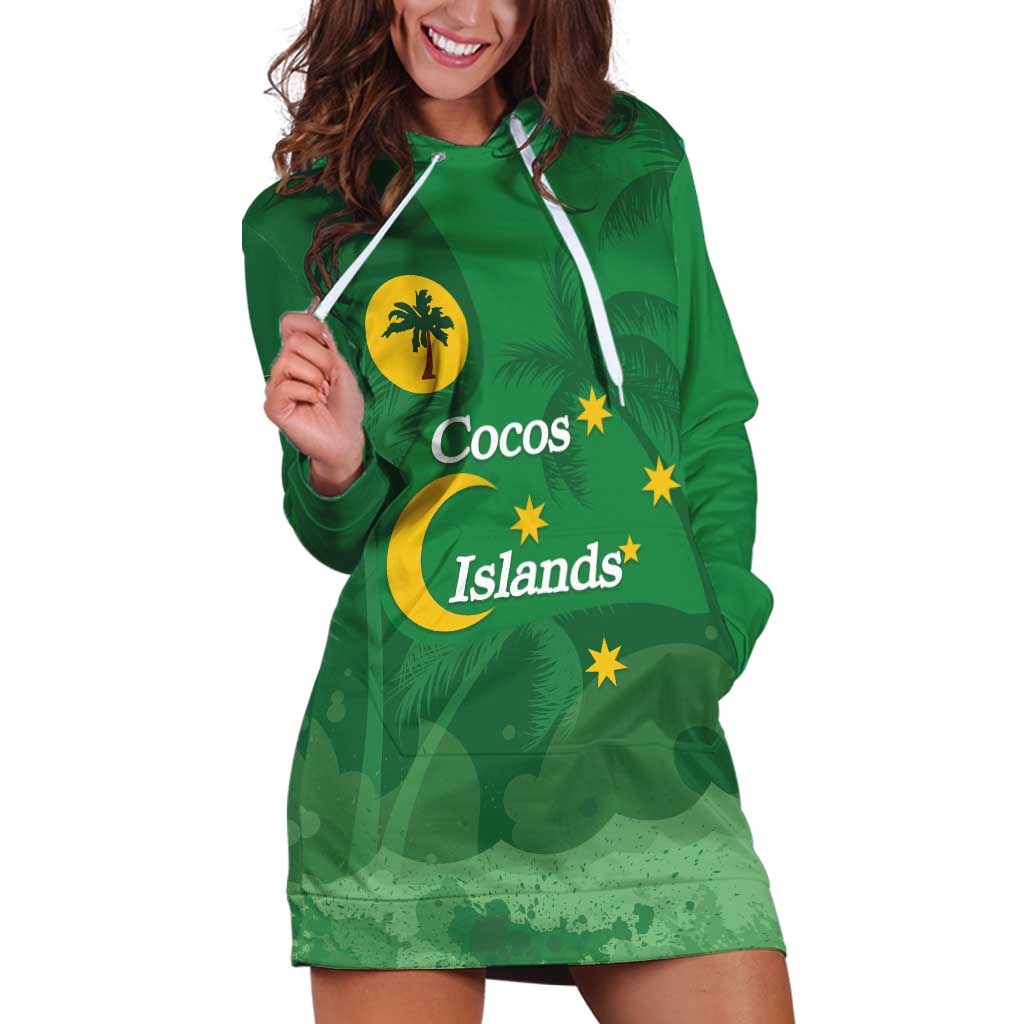 Australia Cocos Keeling Islands Hoodie Dress Southern Cross Palm Tree Pattern - Vibe Hoodie
