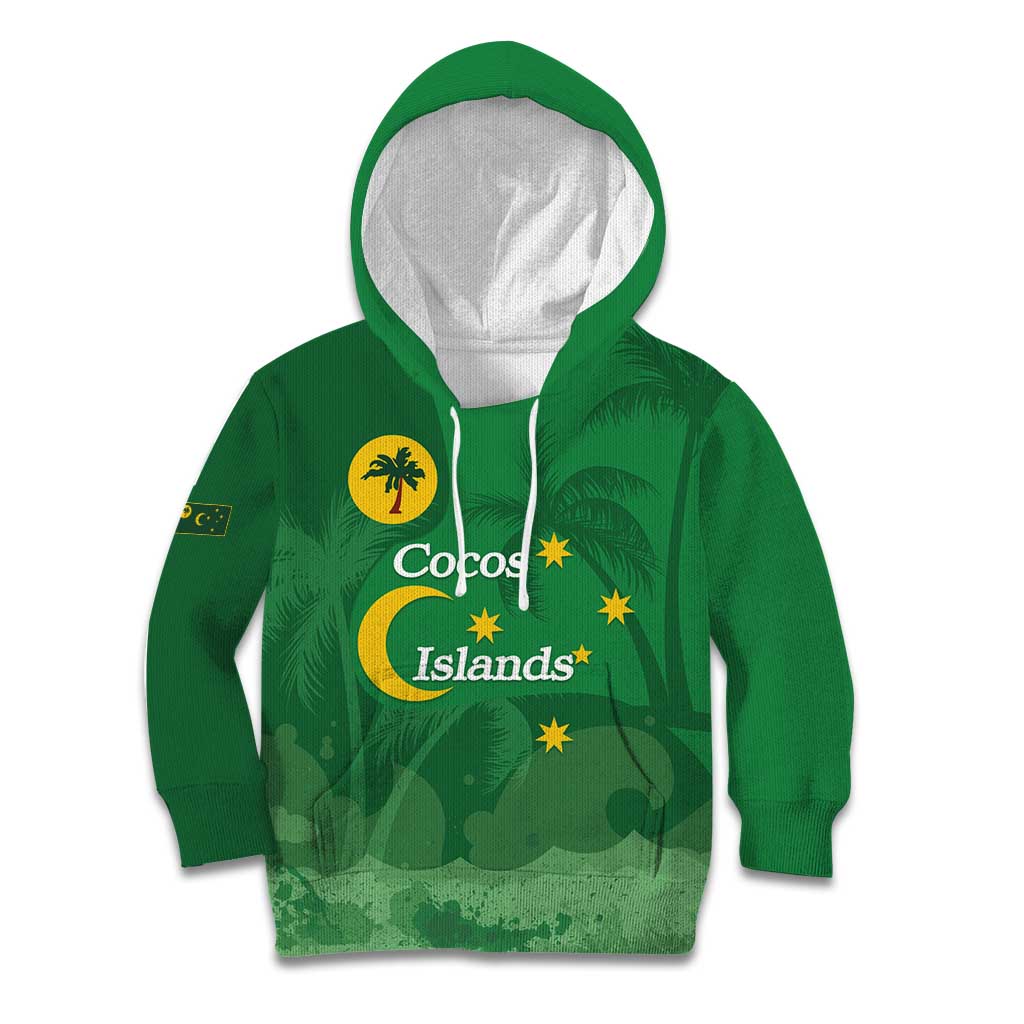 Australia Cocos Keeling Islands Kid Hoodie Southern Cross Palm Tree Pattern - Vibe Hoodie
