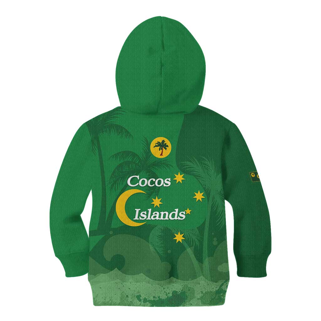 Australia Cocos Keeling Islands Kid Hoodie Southern Cross Palm Tree Pattern - Vibe Hoodie
