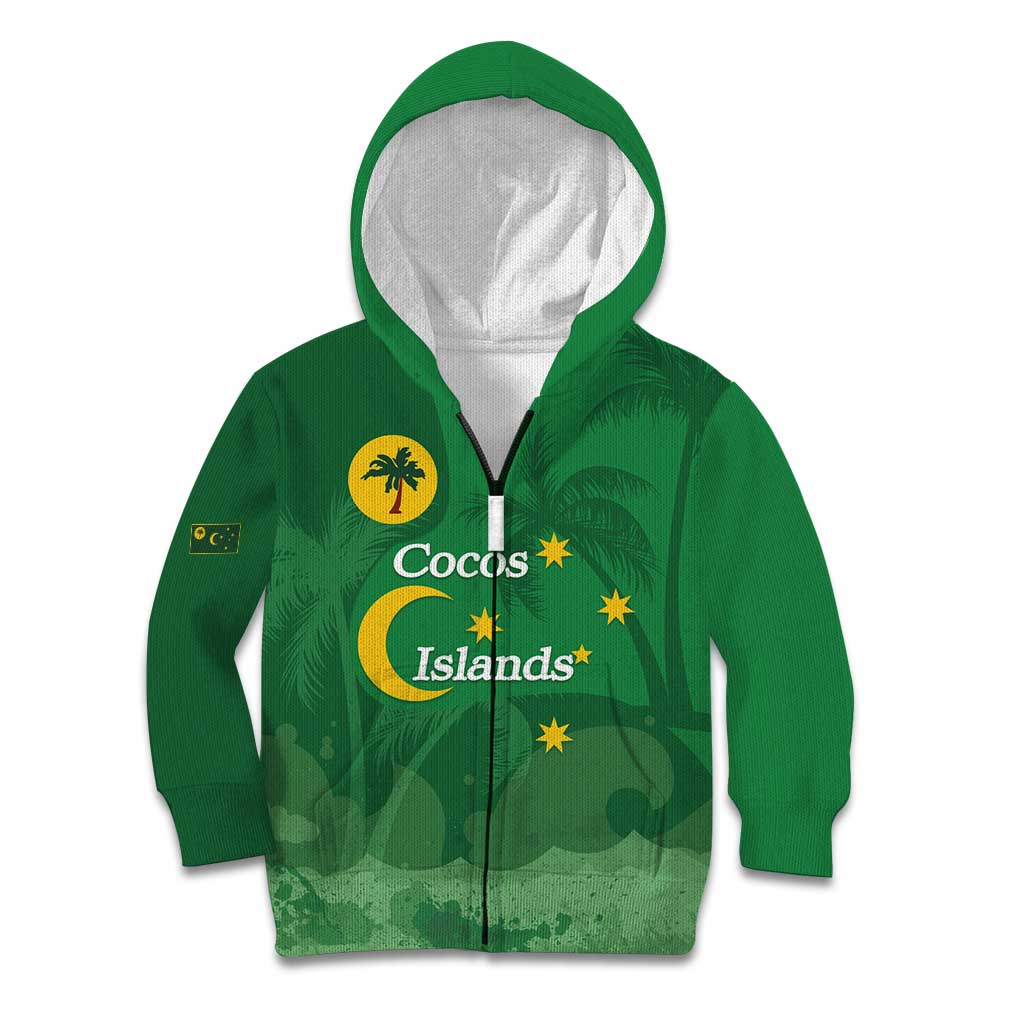 Australia Cocos Keeling Islands Kid Hoodie Southern Cross Palm Tree Pattern - Vibe Hoodie