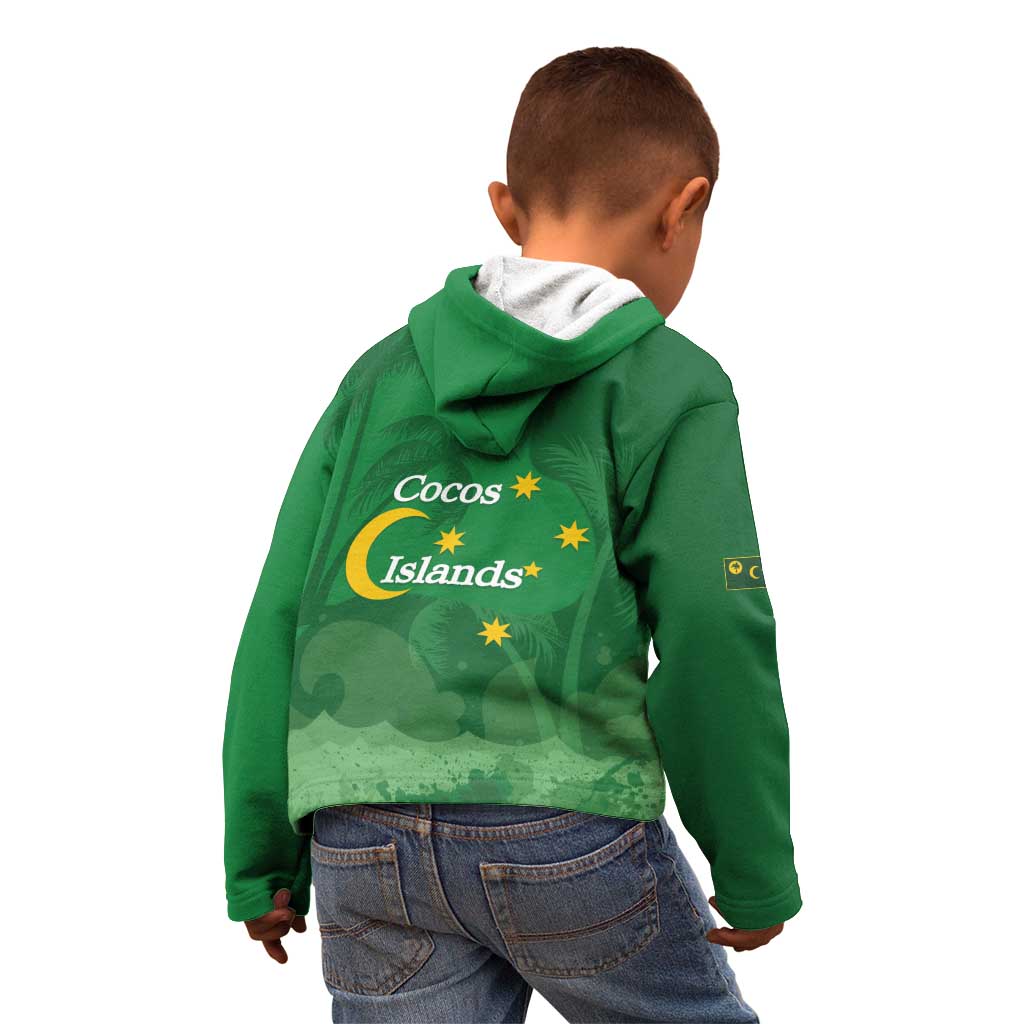 Australia Cocos Keeling Islands Kid Hoodie Southern Cross Palm Tree Pattern - Vibe Hoodie
