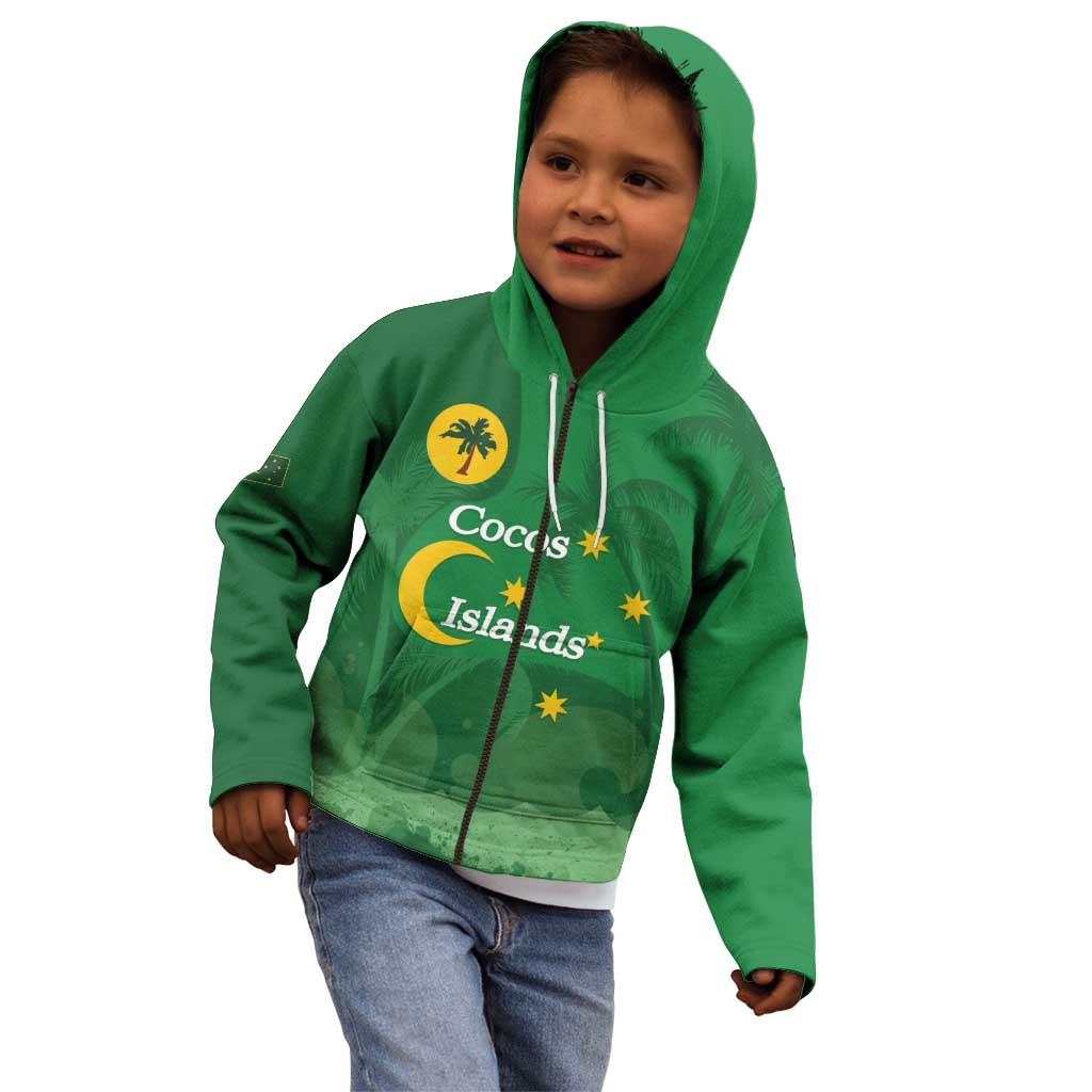 Australia Cocos Keeling Islands Kid Hoodie Southern Cross Palm Tree Pattern - Vibe Hoodie