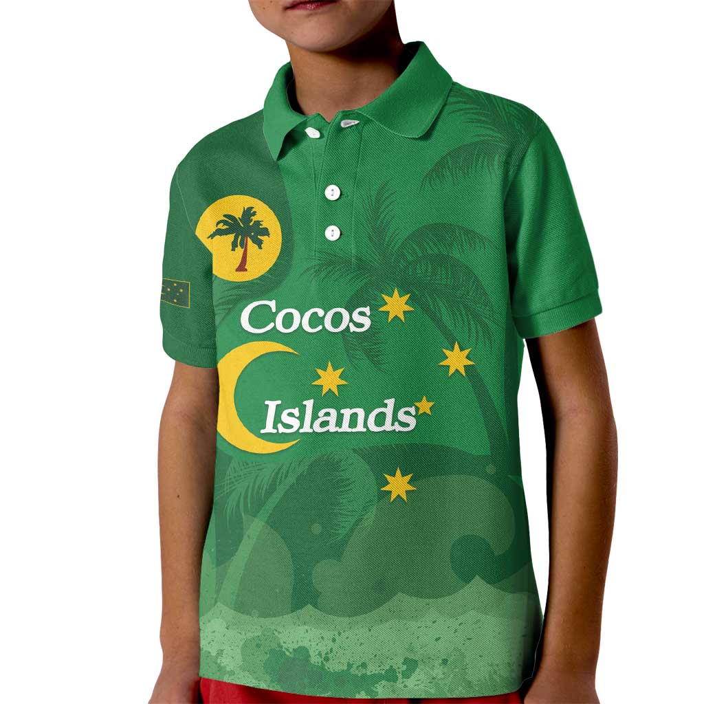 Australia Cocos Keeling Islands Kid Polo Shirt Southern Cross Palm Tree Pattern - Vibe Hoodie
