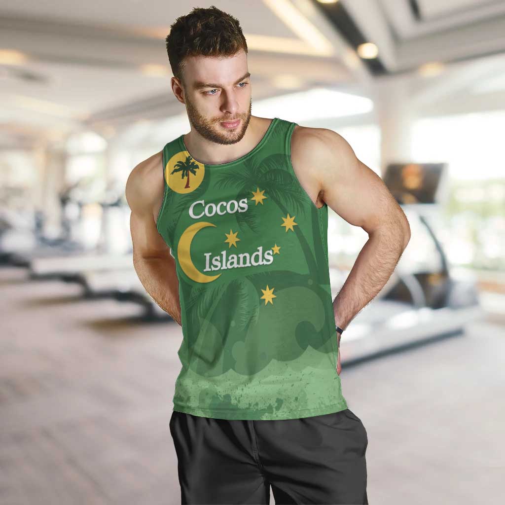 Australia Cocos Keeling Islands Men Tank Top Southern Cross Palm Tree Pattern - Vibe Hoodie