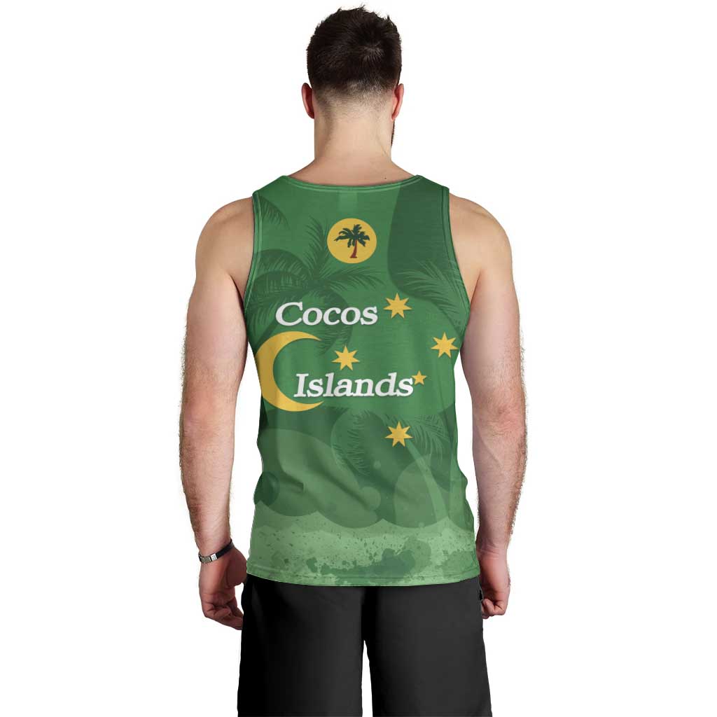 Australia Cocos Keeling Islands Men Tank Top Southern Cross Palm Tree Pattern - Vibe Hoodie