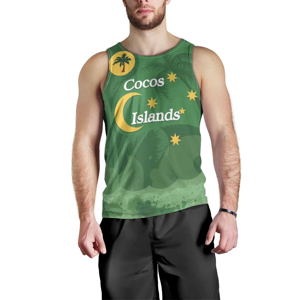 Australia Cocos Keeling Islands Men Tank Top Southern Cross Palm Tree Pattern - Vibe Hoodie