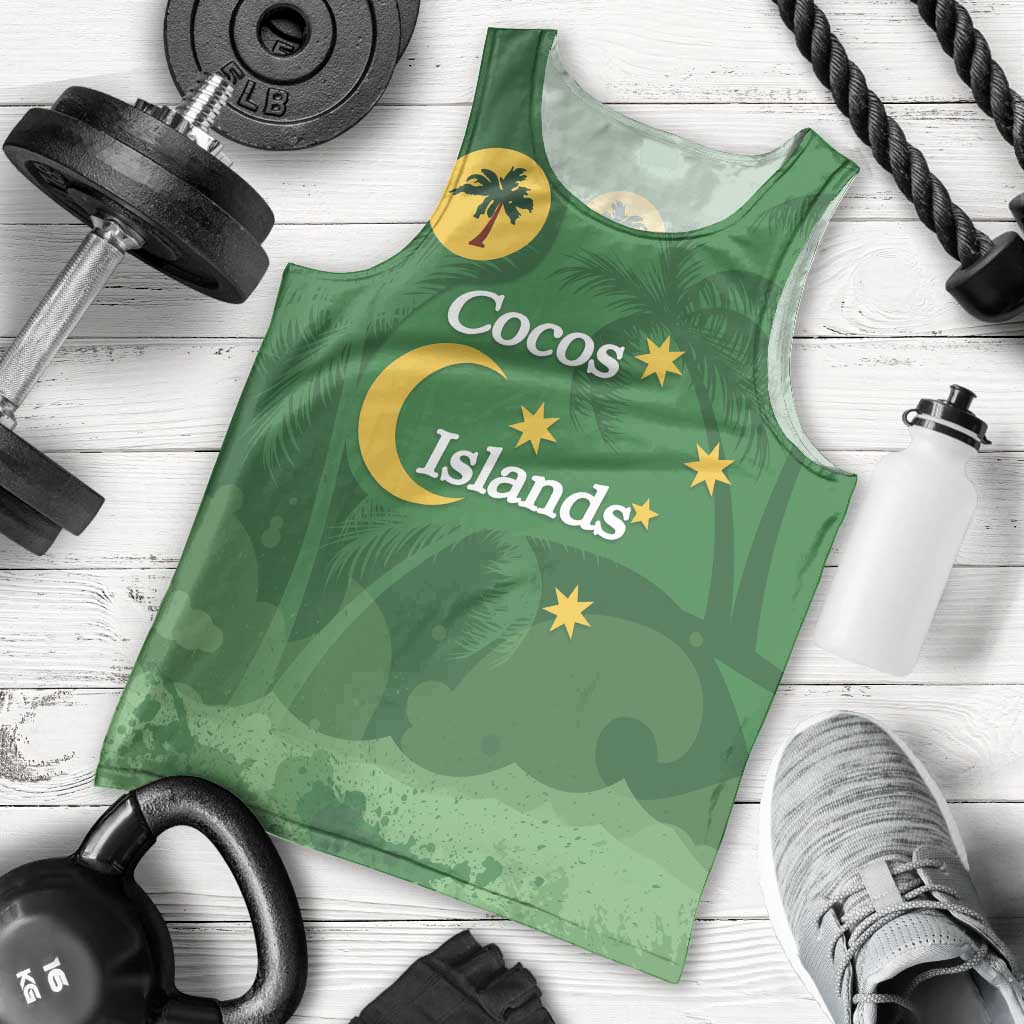 Australia Cocos Keeling Islands Men Tank Top Southern Cross Palm Tree Pattern - Vibe Hoodie