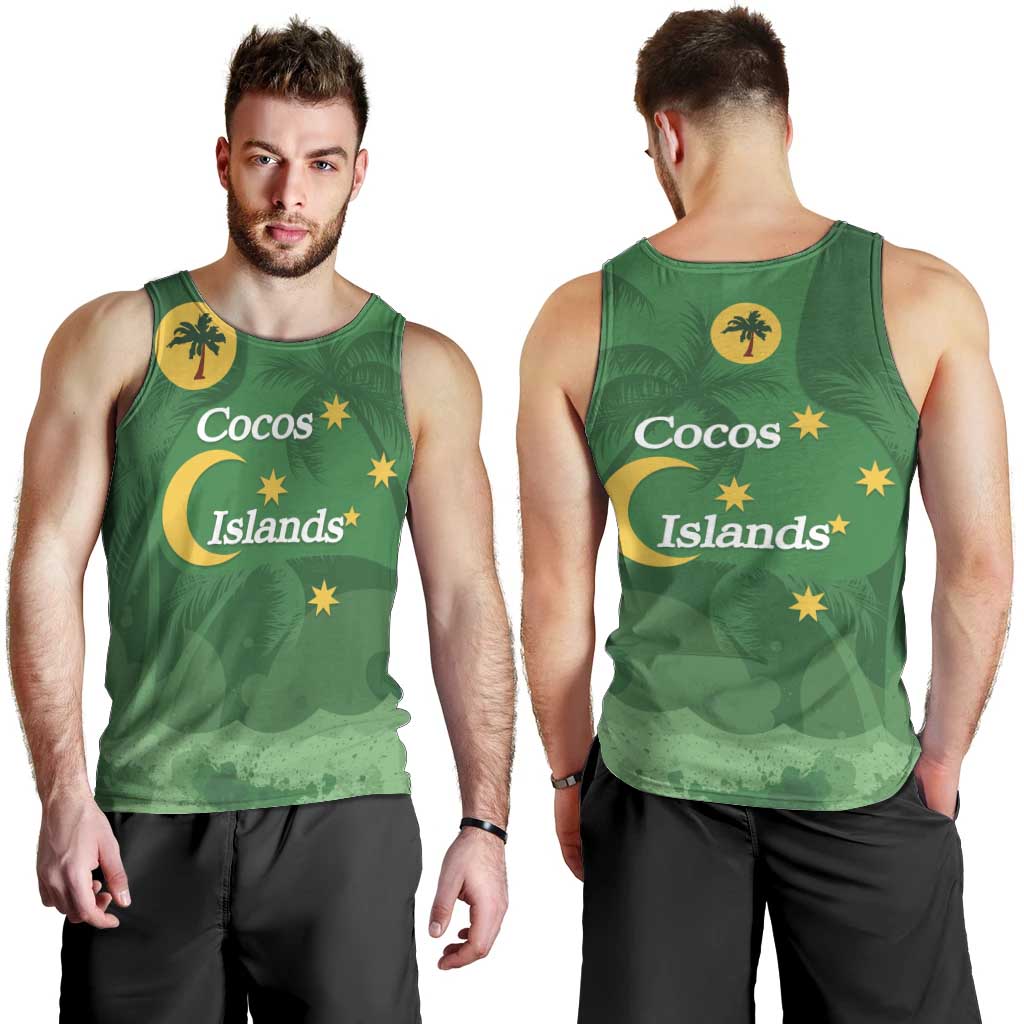 Australia Cocos Keeling Islands Men Tank Top Southern Cross Palm Tree Pattern - Vibe Hoodie