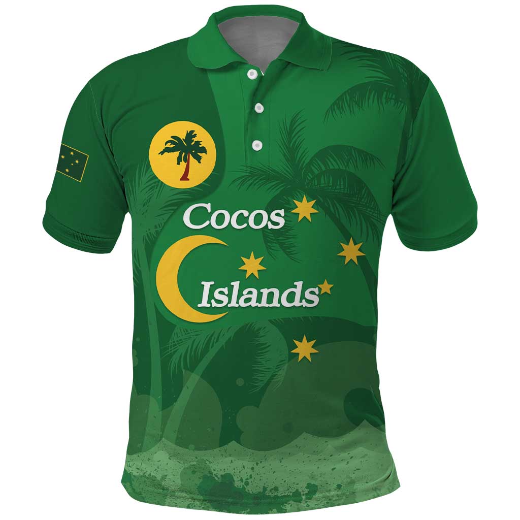 Australia Cocos Keeling Islands Polo Shirt Southern Cross Palm Tree Pattern - Vibe Hoodie