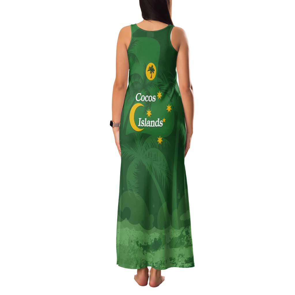 Australia Cocos Keeling Islands Tank Maxi Dress Southern Cross Palm Tree Pattern - Vibe Hoodie