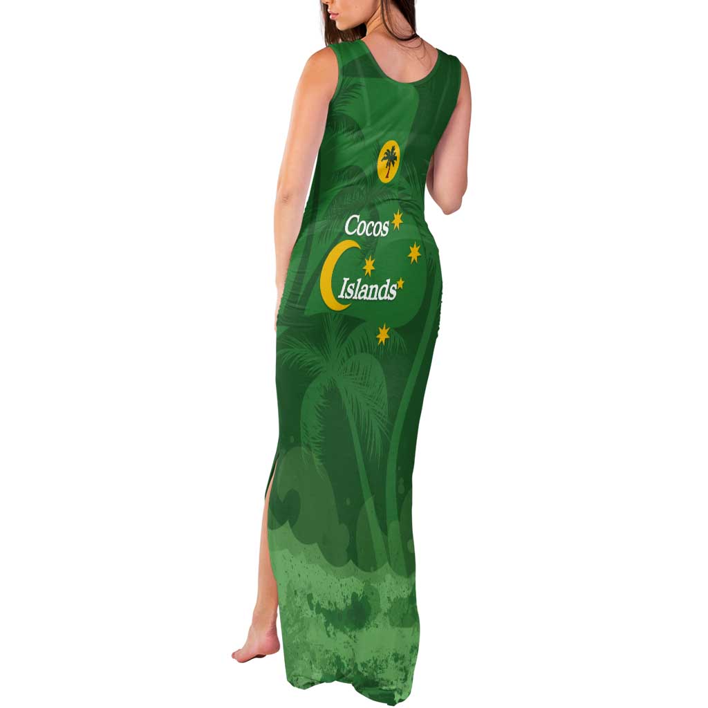 Australia Cocos Keeling Islands Tank Maxi Dress Southern Cross Palm Tree Pattern - Vibe Hoodie