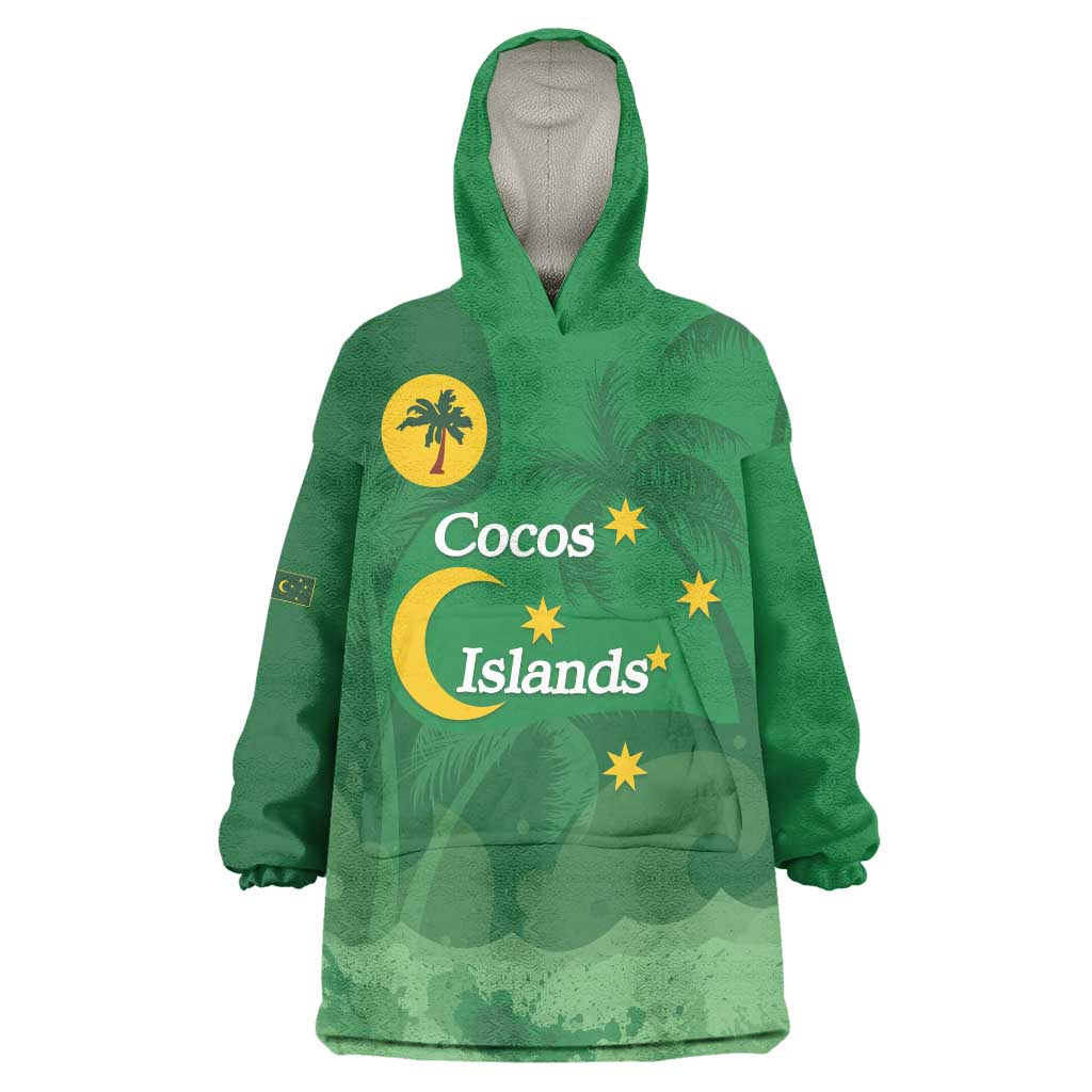 Australia Cocos Keeling Islands Wearable Blanket Hoodie Southern Cross Palm Tree Pattern - Vibe Hoodie