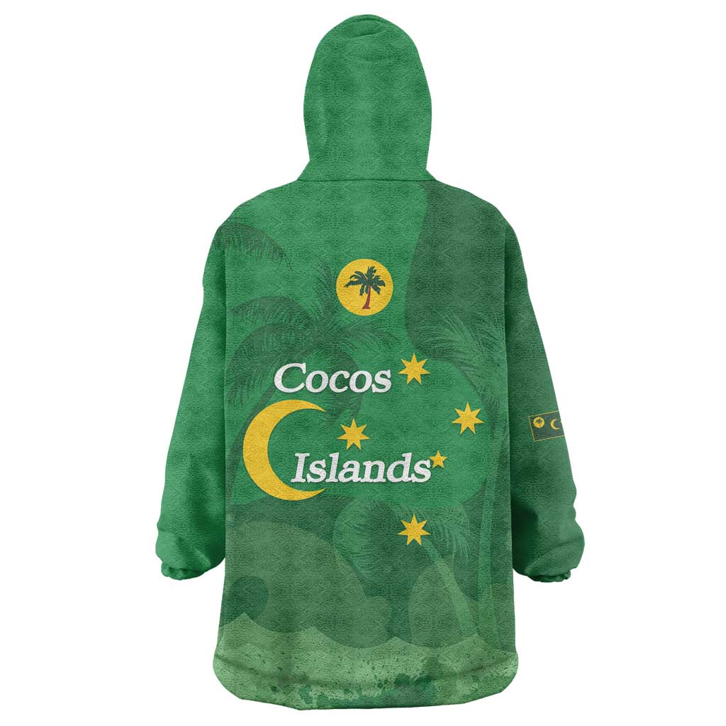 Australia Cocos Keeling Islands Wearable Blanket Hoodie Southern Cross Palm Tree Pattern - Vibe Hoodie