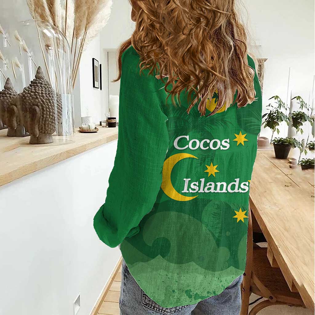 Australia Cocos Keeling Islands Women Casual Shirt Southern Cross Palm Tree Pattern - Vibe Hoodie