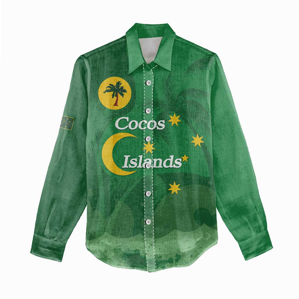 Australia Cocos Keeling Islands Women Casual Shirt Southern Cross Palm Tree Pattern - Vibe Hoodie