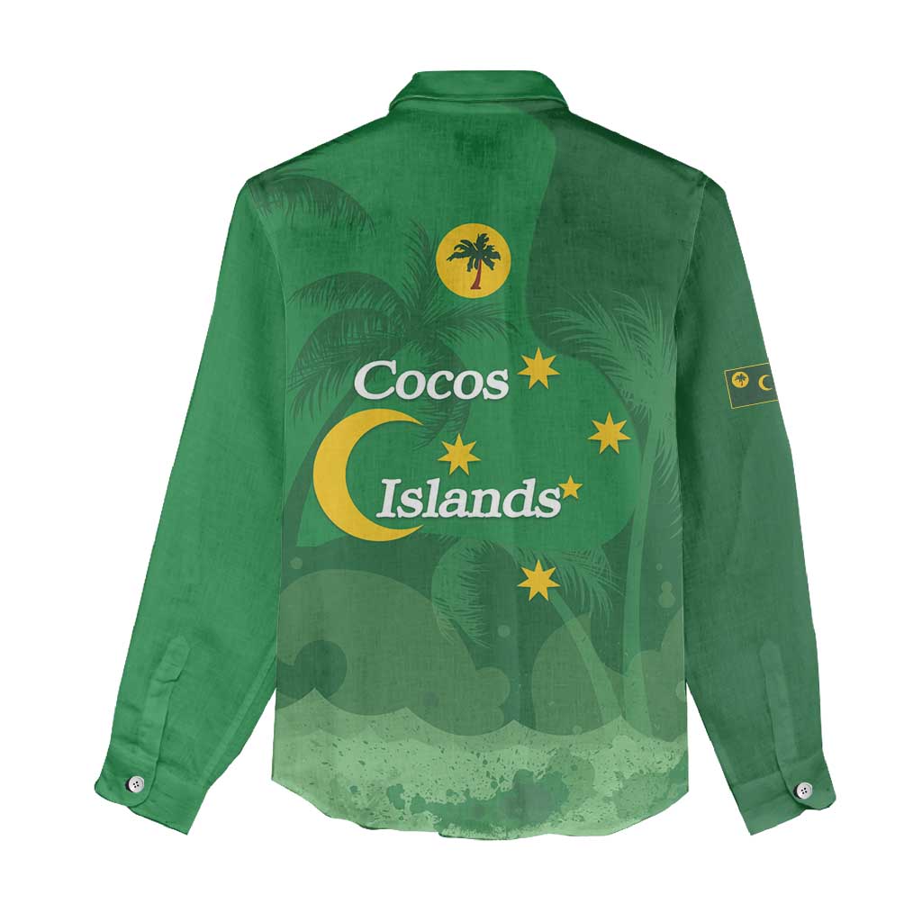 Australia Cocos Keeling Islands Women Casual Shirt Southern Cross Palm Tree Pattern - Vibe Hoodie
