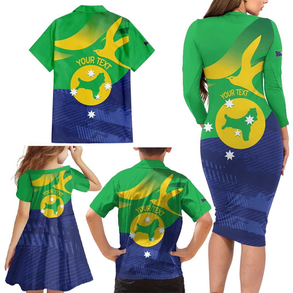 Personalised Australia Christmas Island Family Matching Long Sleeve Bodycon Dress and Hawaiian Shirt Wilayah Pulau Krismas Flag Color - Vibe Hoodie