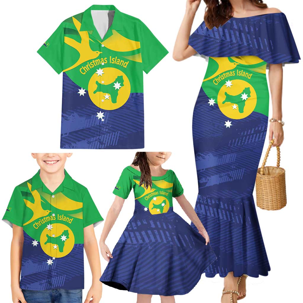 Personalised Australia Christmas Island Family Matching Mermaid Dress and Hawaiian Shirt Wilayah Pulau Krismas Flag Color - Vibe Hoodie