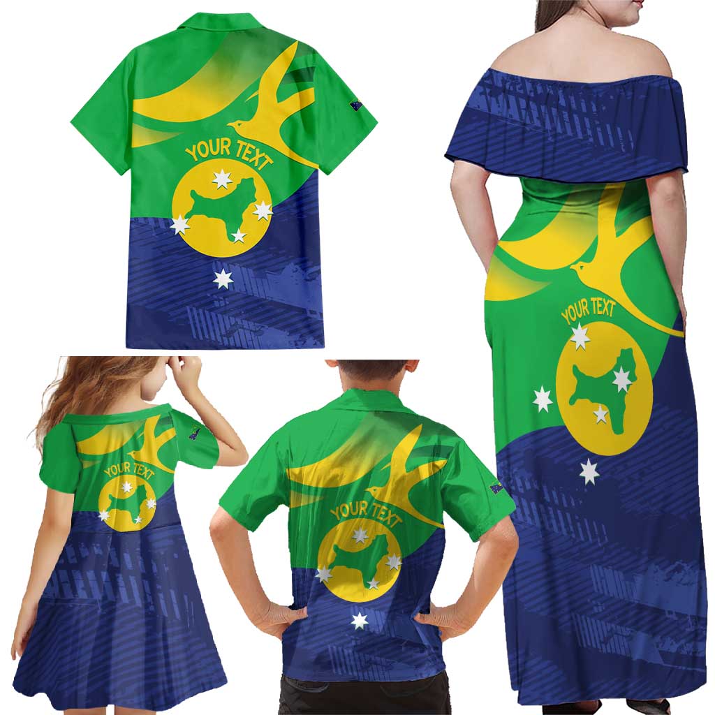 Personalised Australia Christmas Island Family Matching Off Shoulder Maxi Dress and Hawaiian Shirt Wilayah Pulau Krismas Flag Color - Vibe Hoodie