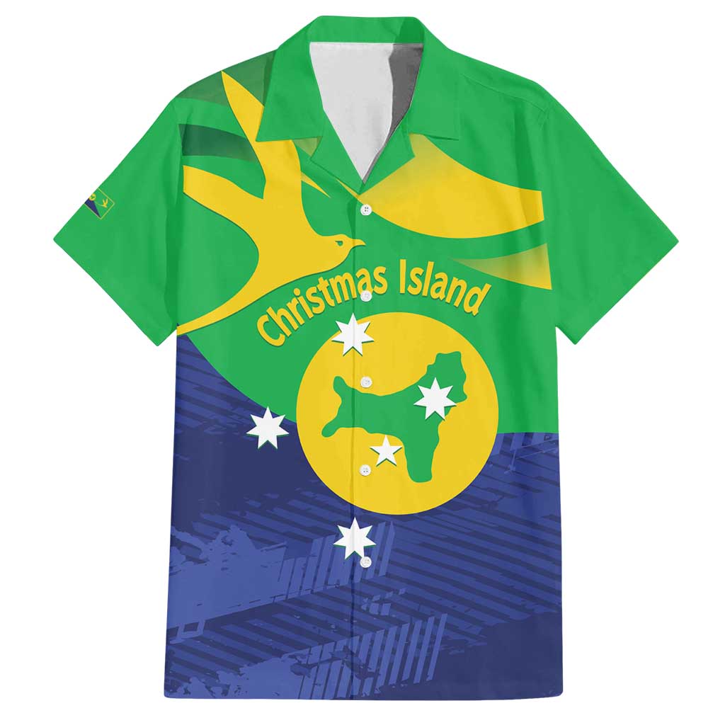 Personalised Australia Christmas Island Family Matching Off Shoulder Maxi Dress and Hawaiian Shirt Wilayah Pulau Krismas Flag Color - Vibe Hoodie