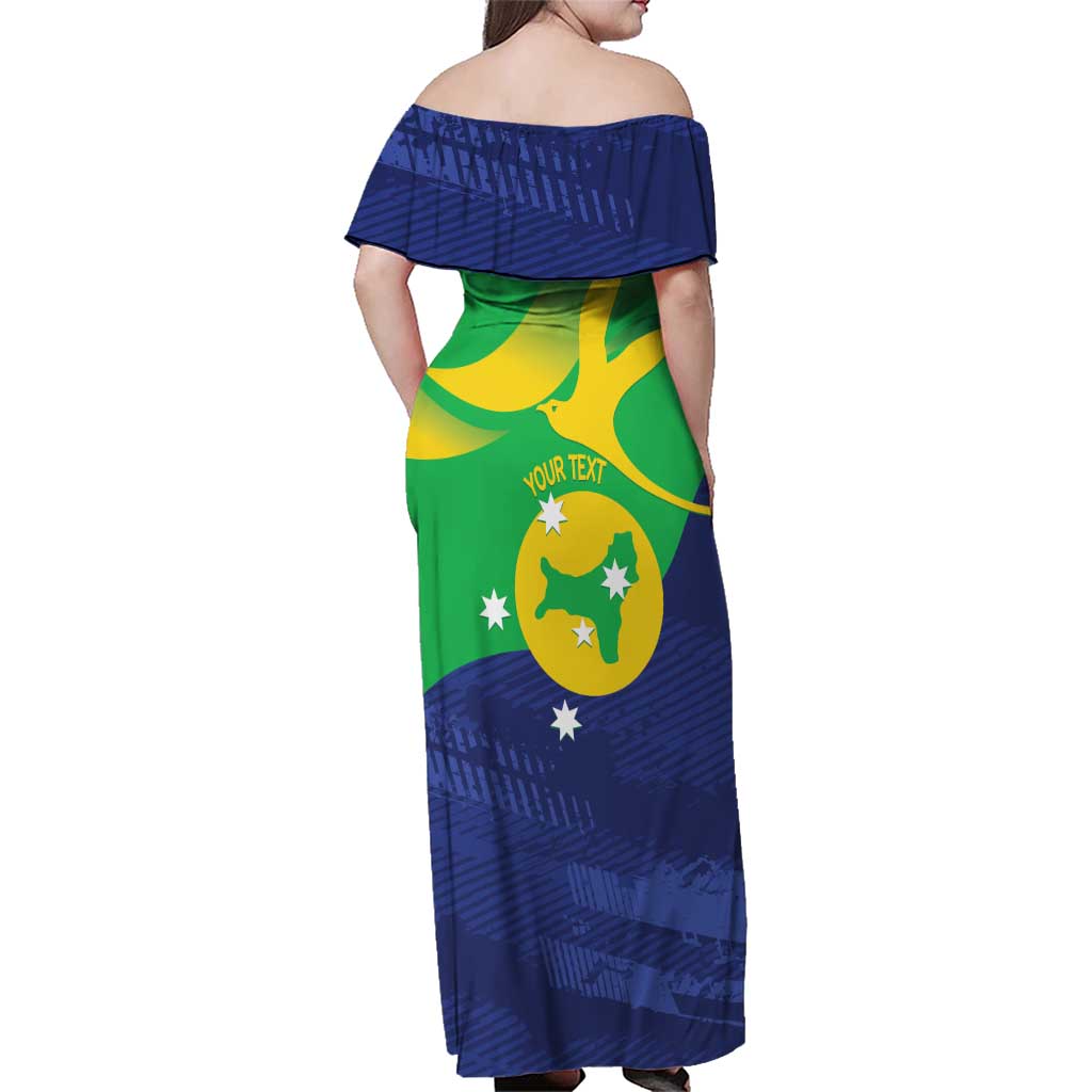 Personalised Australia Christmas Island Family Matching Off Shoulder Maxi Dress and Hawaiian Shirt Wilayah Pulau Krismas Flag Color - Vibe Hoodie