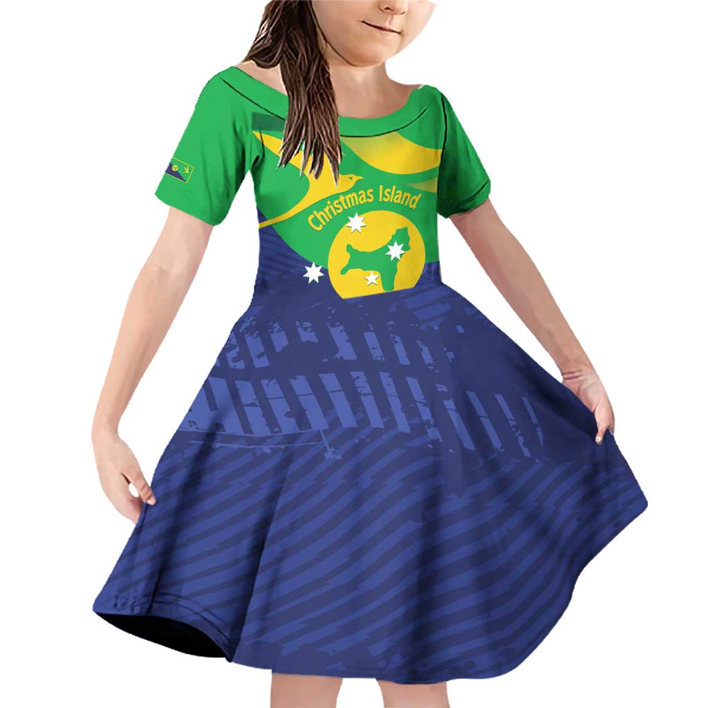 Personalised Australia Christmas Island Family Matching Off Shoulder Short Dress and Hawaiian Shirt Wilayah Pulau Krismas Flag Color - Vibe Hoodie