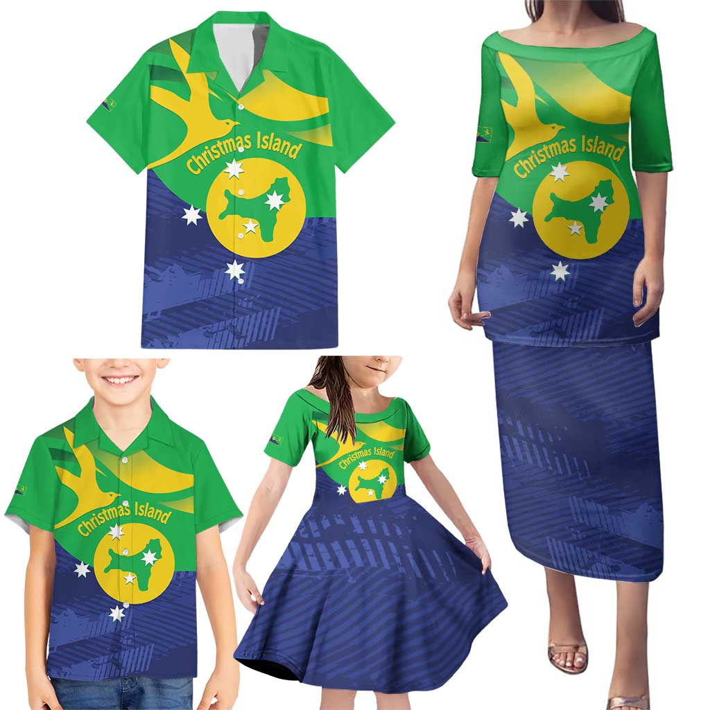 Personalised Australia Christmas Island Family Matching Puletasi and Hawaiian Shirt Wilayah Pulau Krismas Flag Color - Vibe Hoodie