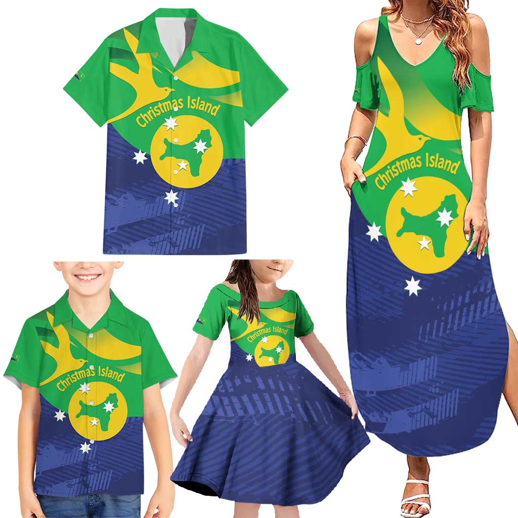 Personalised Australia Christmas Island Family Matching Summer Maxi Dress and Hawaiian Shirt Wilayah Pulau Krismas Flag Color - Vibe Hoodie