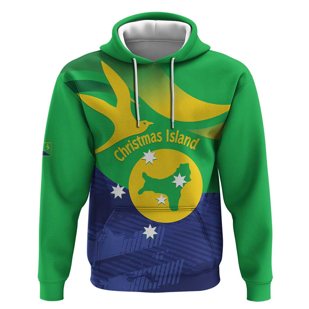 Personalised Australia Christmas Island Hoodie Wilayah Pulau Krismas Flag Color - Vibe Hoodie