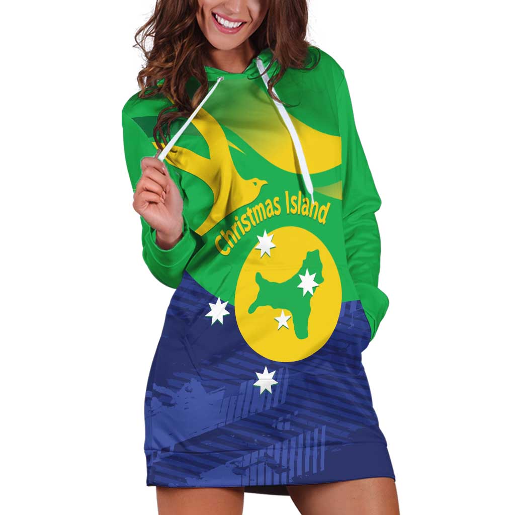 Personalised Australia Christmas Island Hoodie Dress Wilayah Pulau Krismas Flag Color - Vibe Hoodie