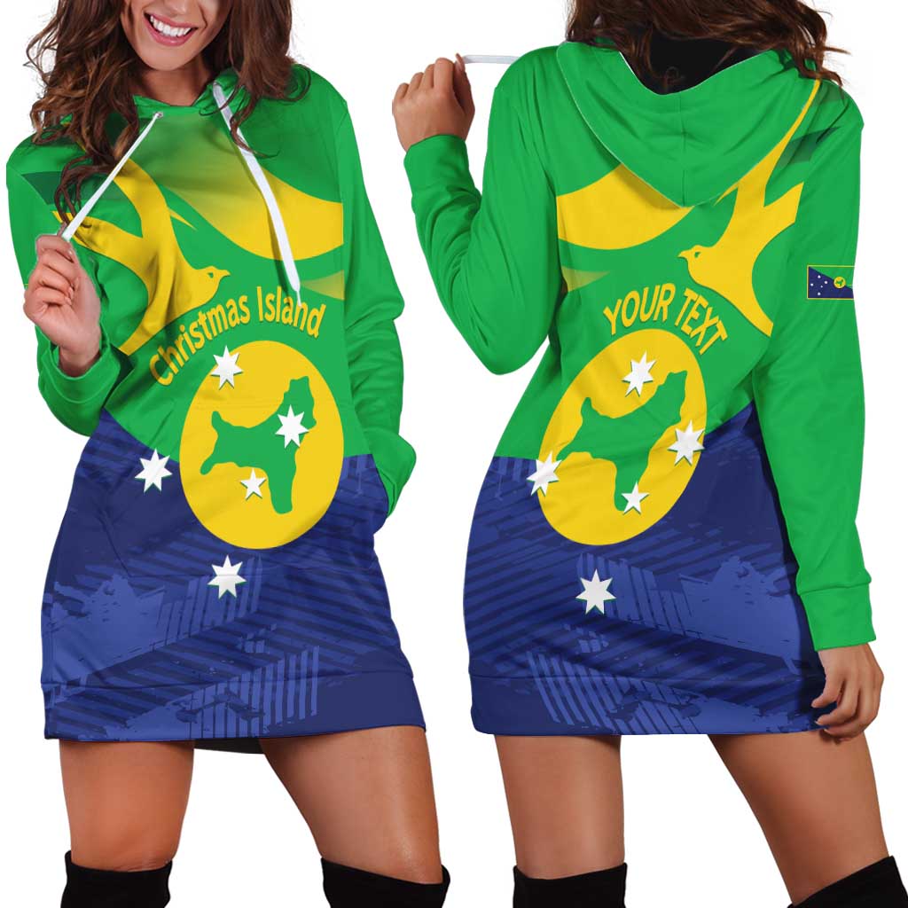 Personalised Australia Christmas Island Hoodie Dress Wilayah Pulau Krismas Flag Color - Vibe Hoodie