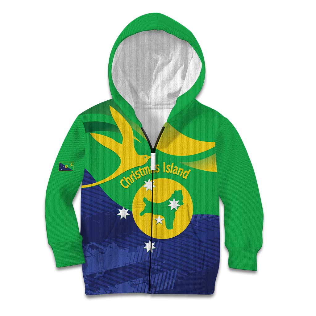 Personalised Australia Christmas Island Kid Hoodie Wilayah Pulau Krismas Flag Color - Vibe Hoodie