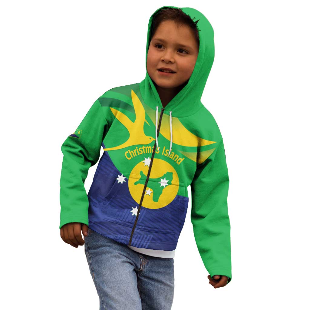 Personalised Australia Christmas Island Kid Hoodie Wilayah Pulau Krismas Flag Color - Vibe Hoodie